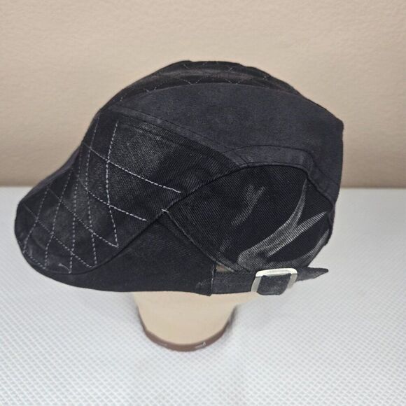 Kenny K Quilted Black Newsboy Cap Adjustable Fit Cotton Stylish - Picture 2 of 6